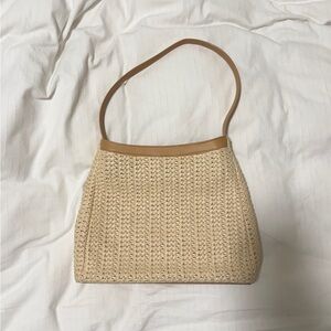 🍊Charter Club Woven Shoulder Bag with Tan Strap Detail Excellent Condition🍊
